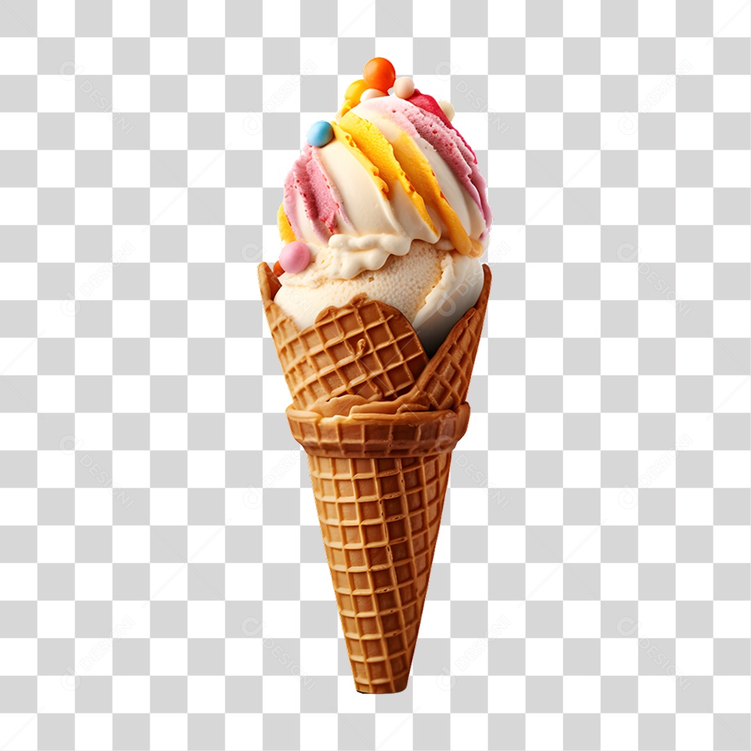 Casquinha com Delicioso Sorvete PNG Transparente