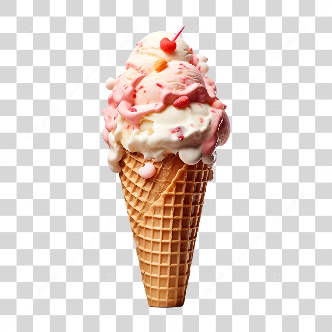 Casquinha com Delicioso Sorvete PNG Transparente