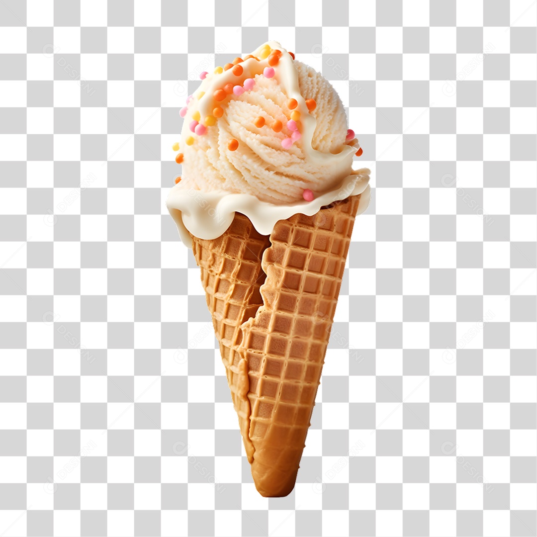 Casquinha com Delicioso Sorvete PNG Transparente