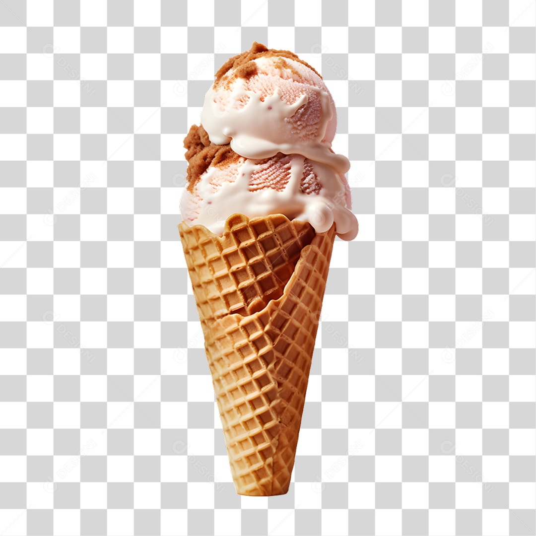 Casquinha com Delicioso Sorvete PNG Transparente
