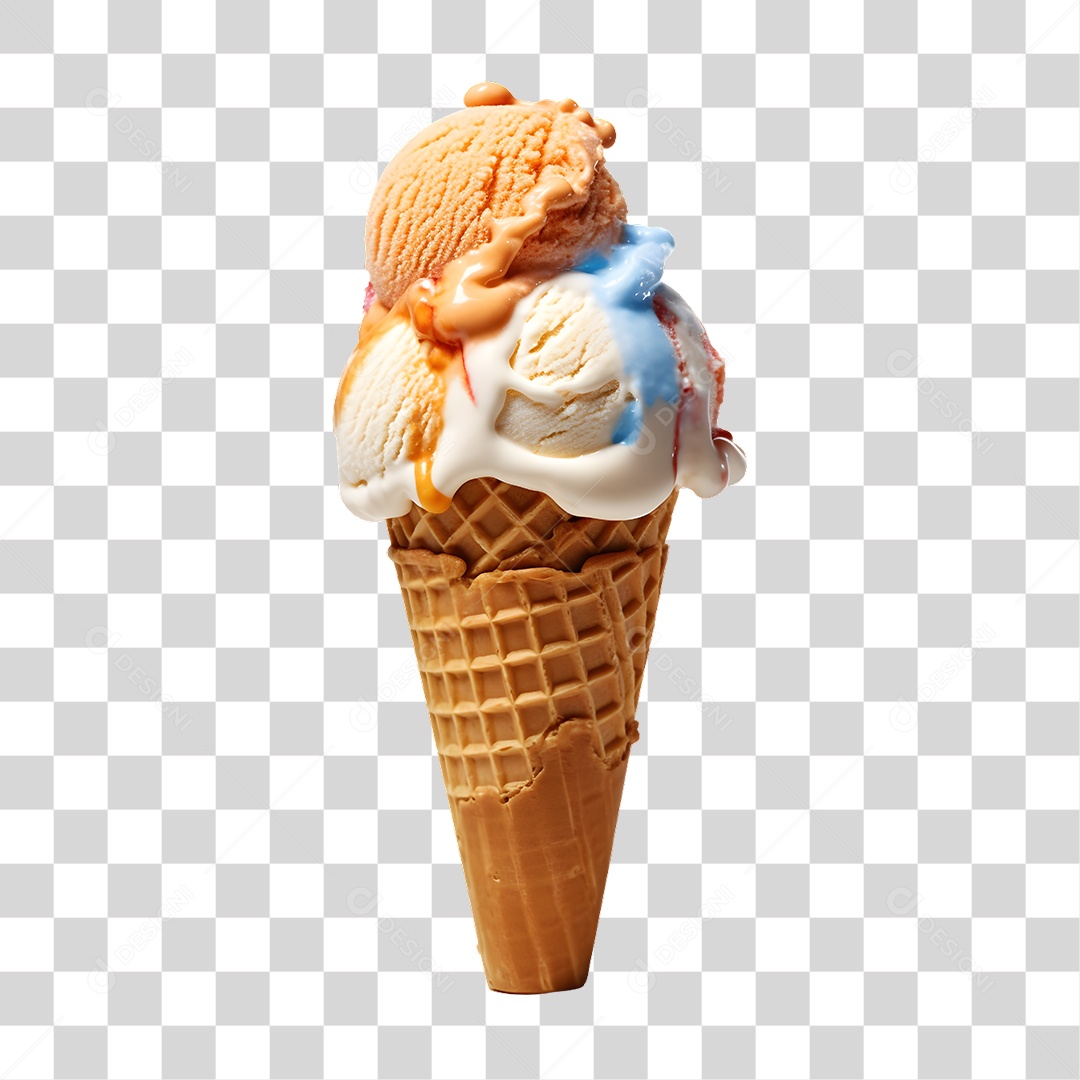 Casquinha com Delicioso Sorvete PNG Transparente