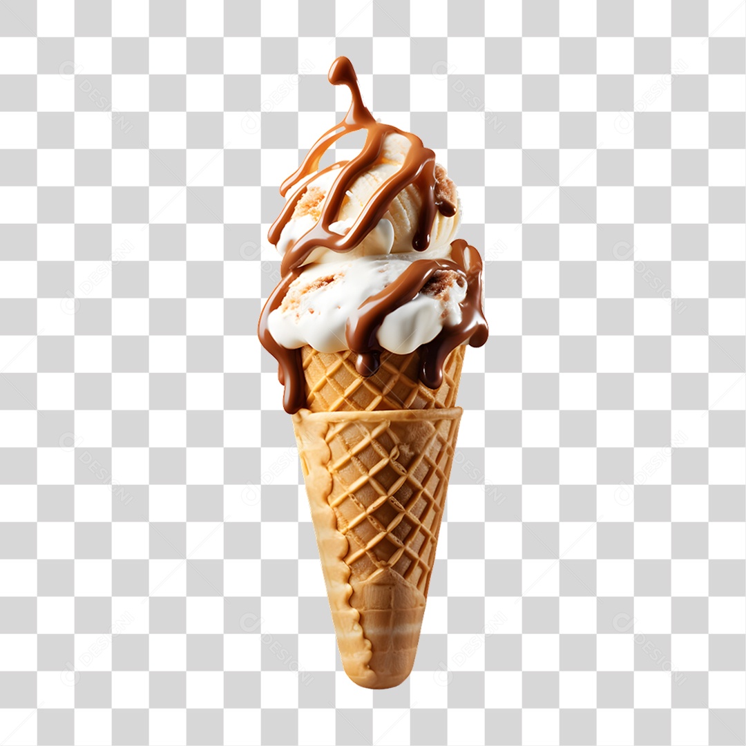 Casquinha com Delicioso Sorvete PNG Transparente