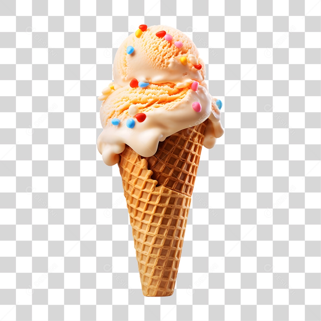 Casquinha com Delicioso Sorvete PNG Transparente