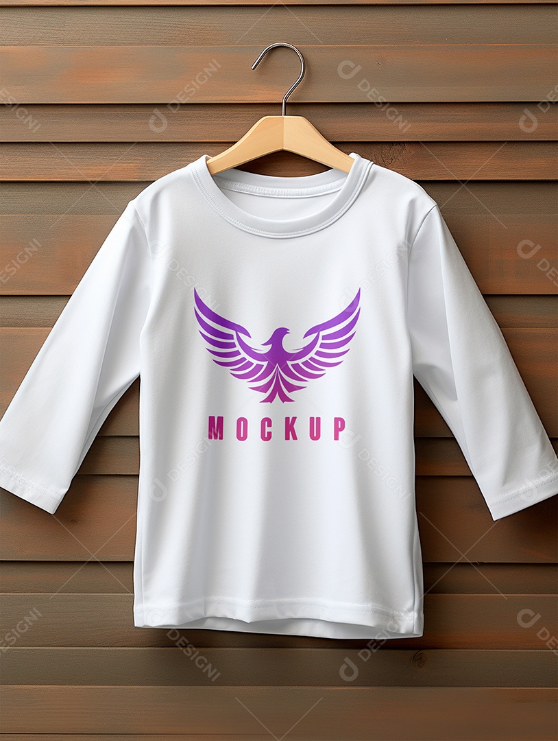Mockup de Camiseta Longa Infantil PSD Editável