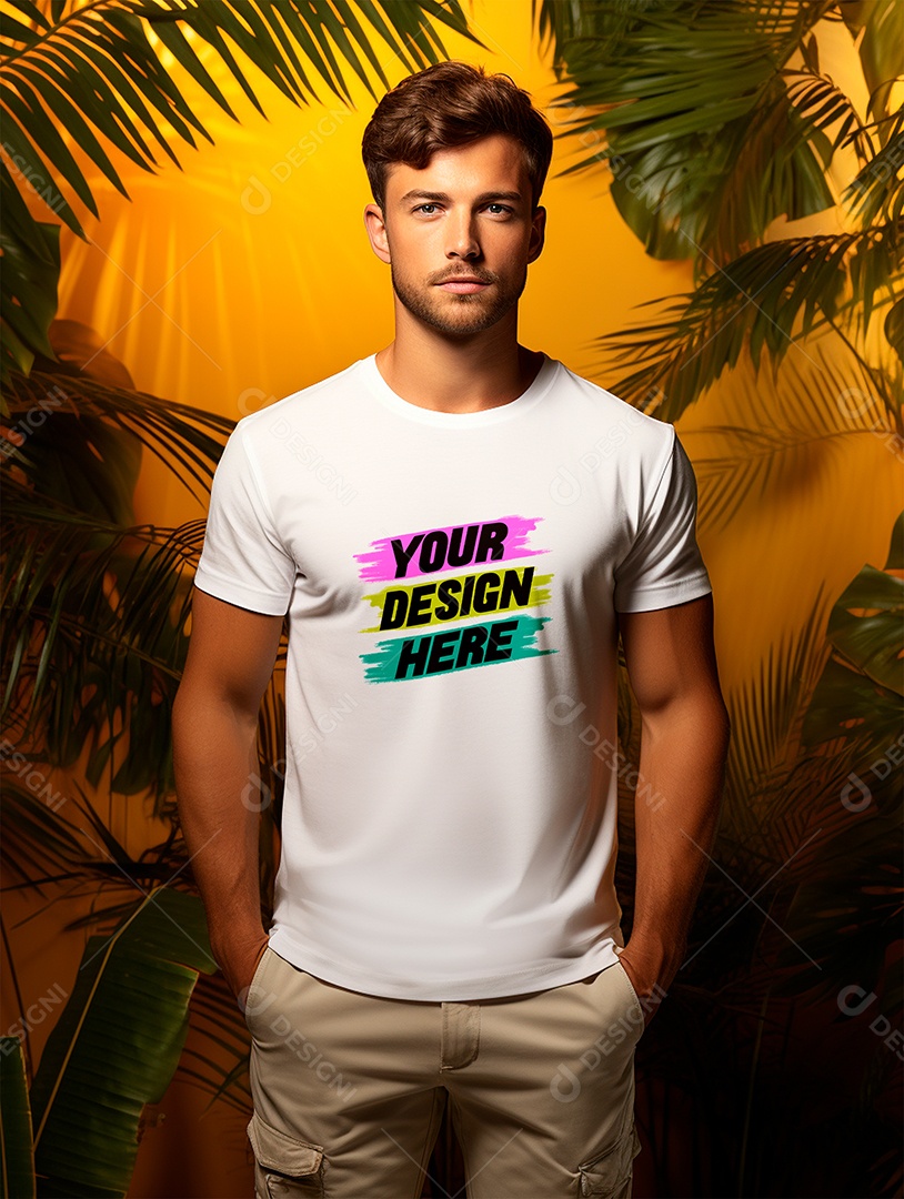 Mockup de Camiseta Masculina PSD Editável