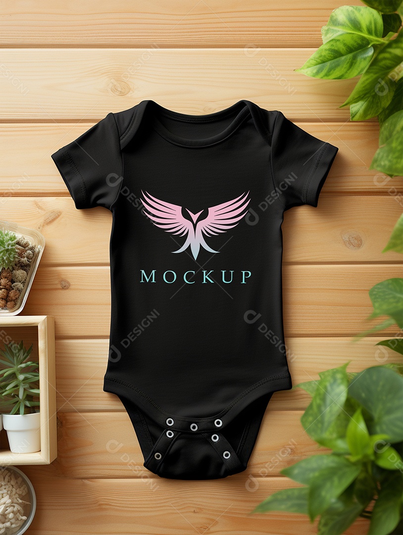 Camisa Baby Modelo de Logo de Empresa Mockup PSD Editável