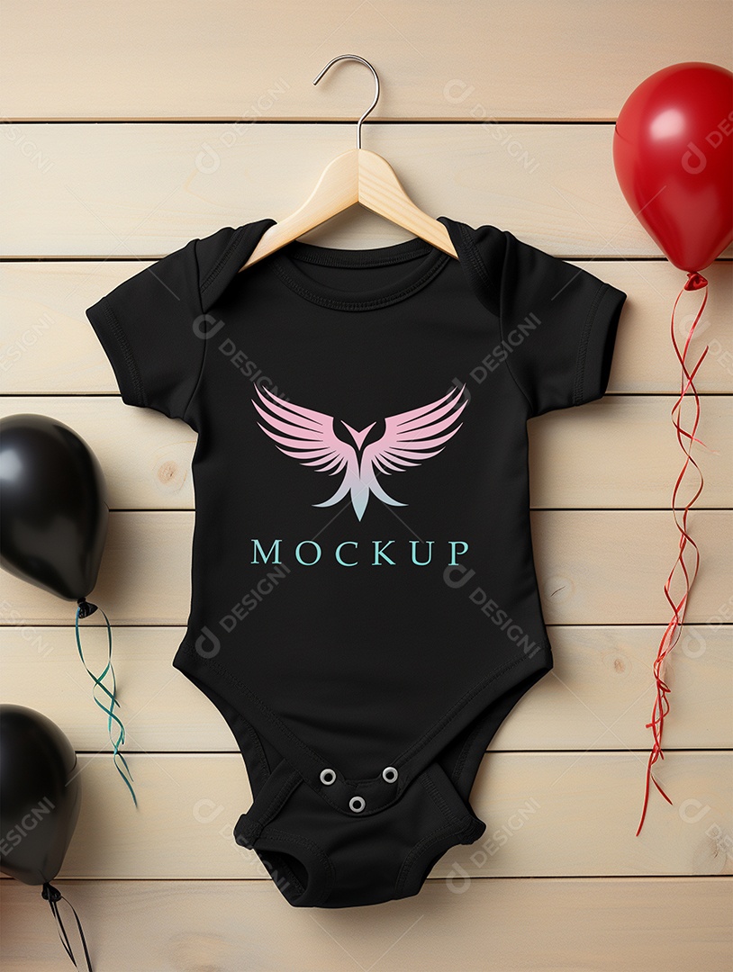 Camisa Baby Modelo de Logo de Empresa Mockup PSD Editável