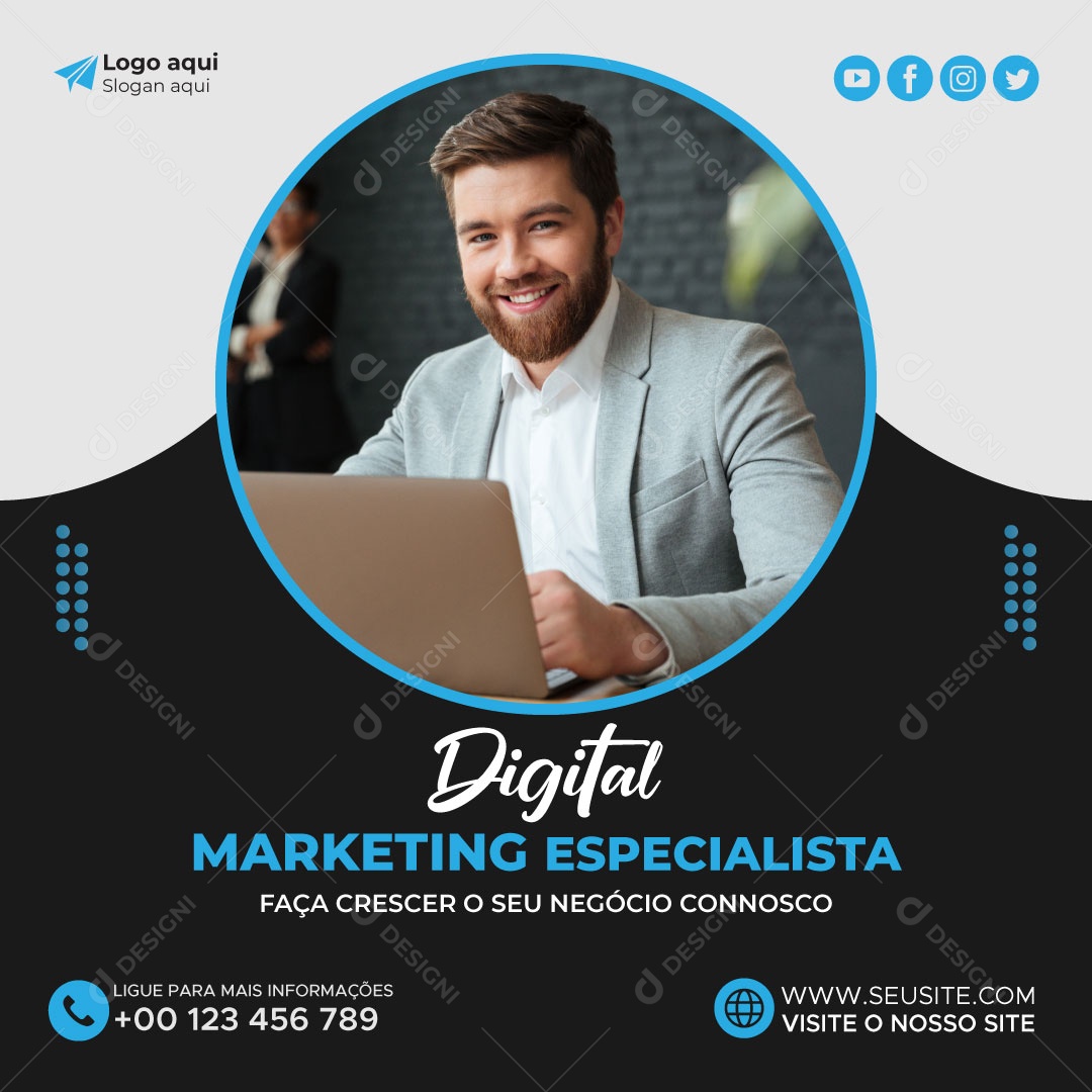 Especialista em Marketing Digital Ilustração Vetor EPS