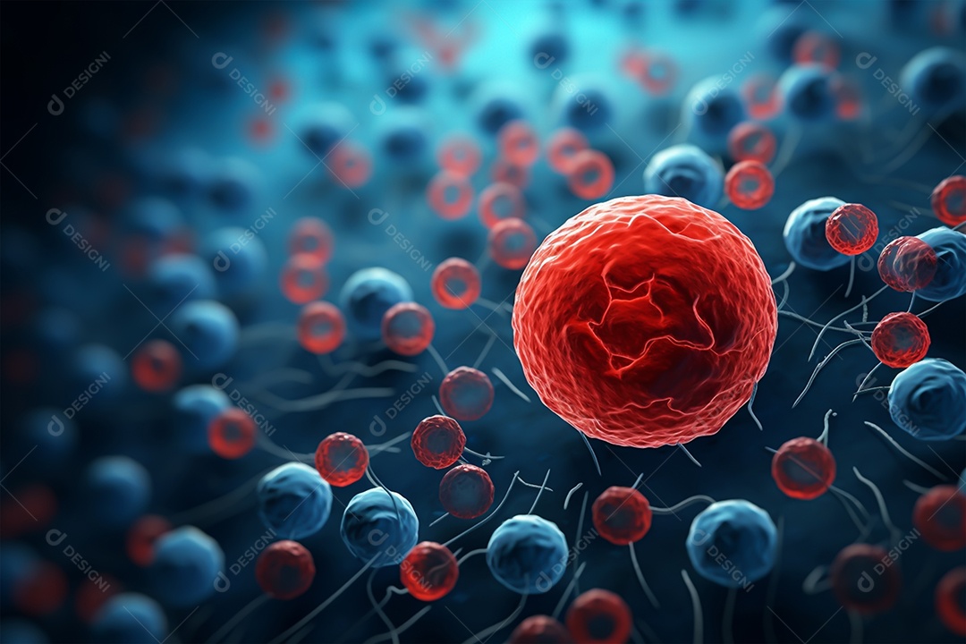 Fundo de microscópio de células humanas ou células-tronco embrionárias, formação em ciências médicas