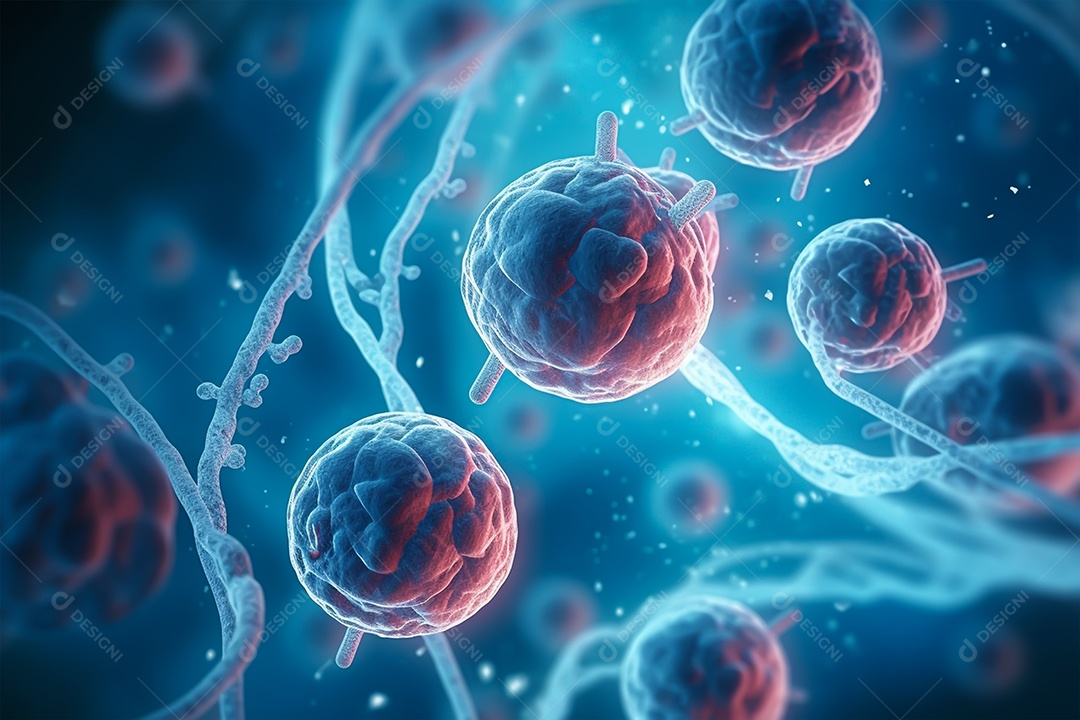 Fundo de microscópio de células humanas ou células-tronco embrionárias, formação em ciências médicas