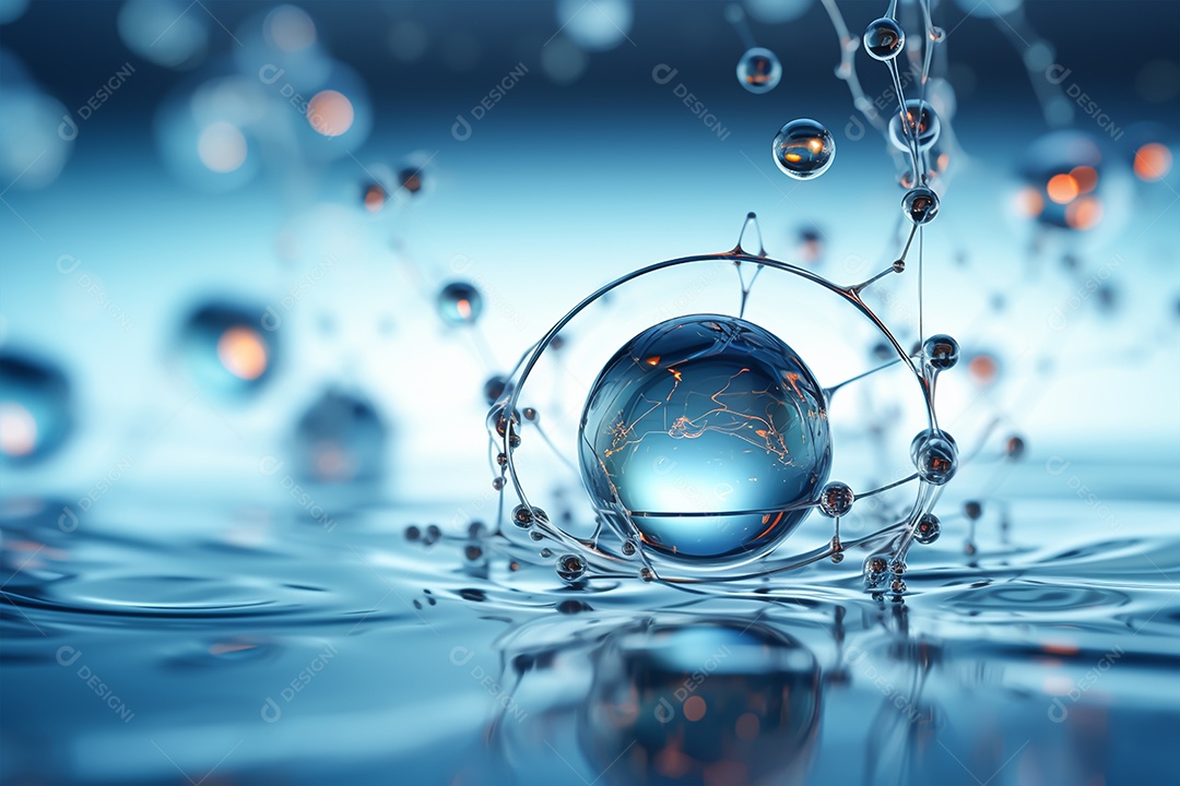 A água cai de perto. Fundo abstrato.