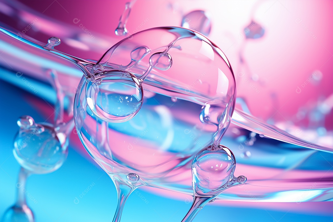 A água cai de perto. Fundo abstrato.