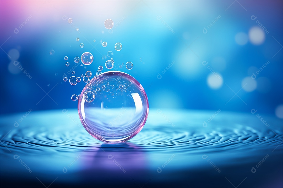 A água cai de perto. Fundo abstrato.