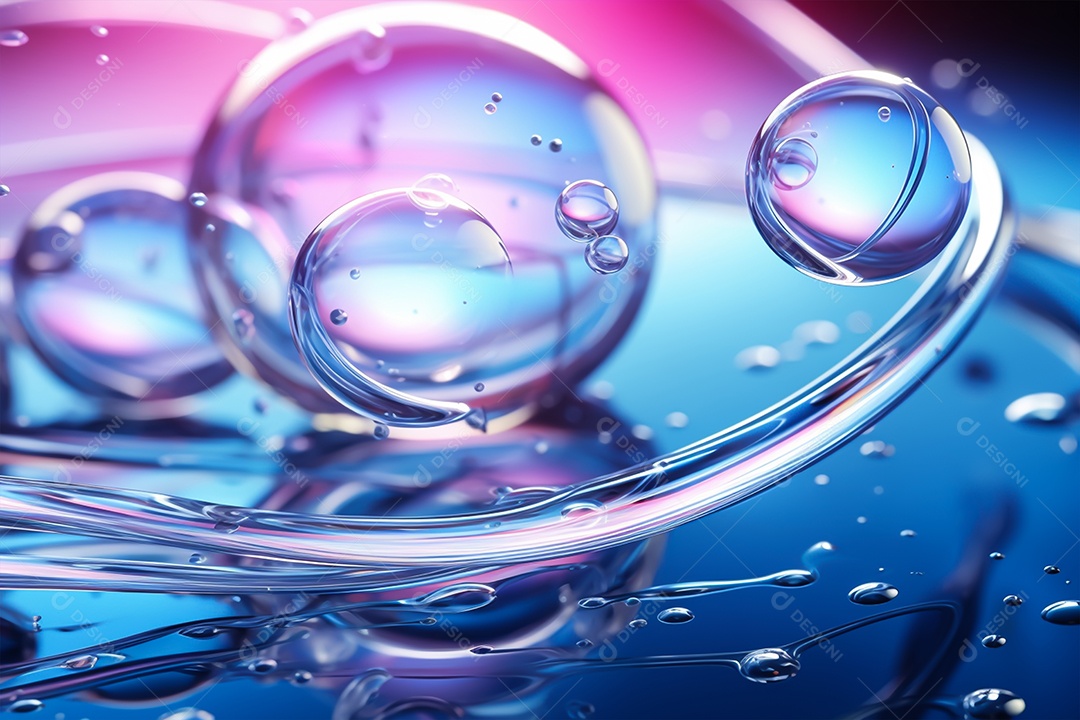 A água cai de perto. Fundo abstrato.