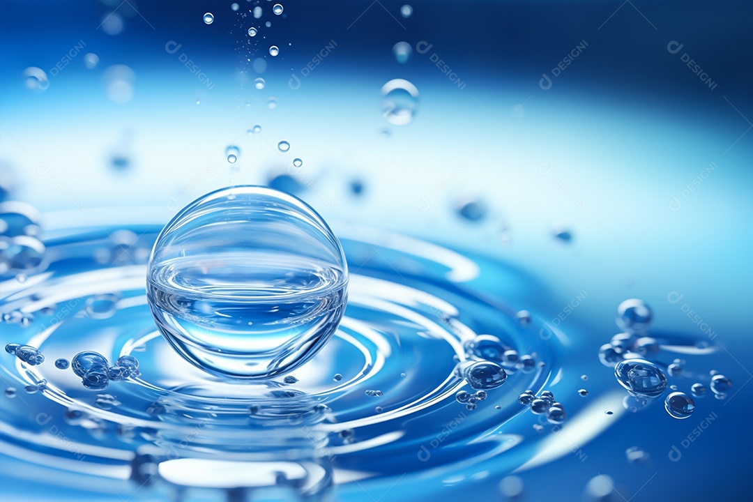 A água cai de perto. Fundo abstrato.