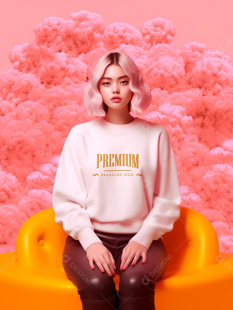 Mockup Camiseta Manga Longa Feminina PSD Editável