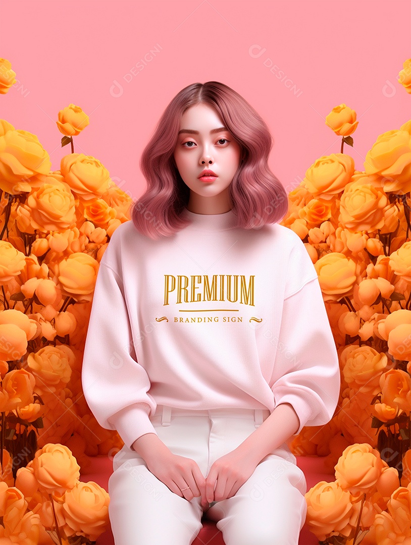 Mockup de Moletom Feminino PSD Editável