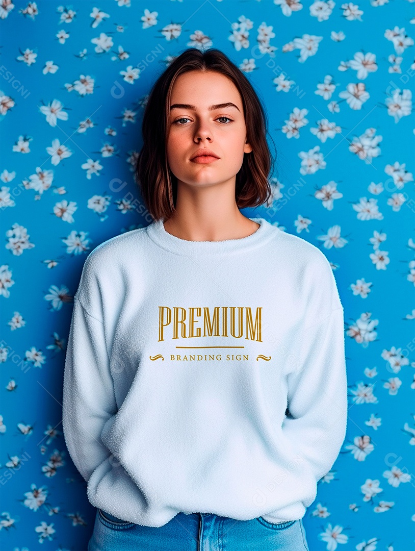 Mockup de Moletom Feminina PSD Editável