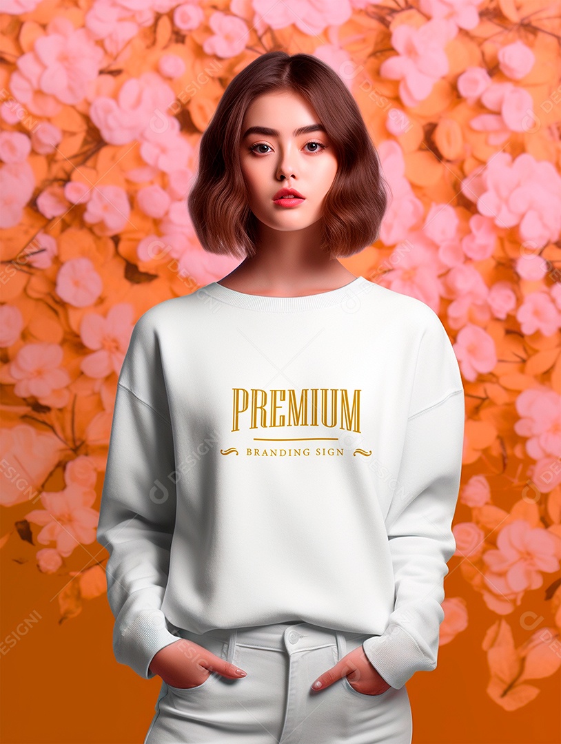 Mockup de Moletom Feminina PSD Editável