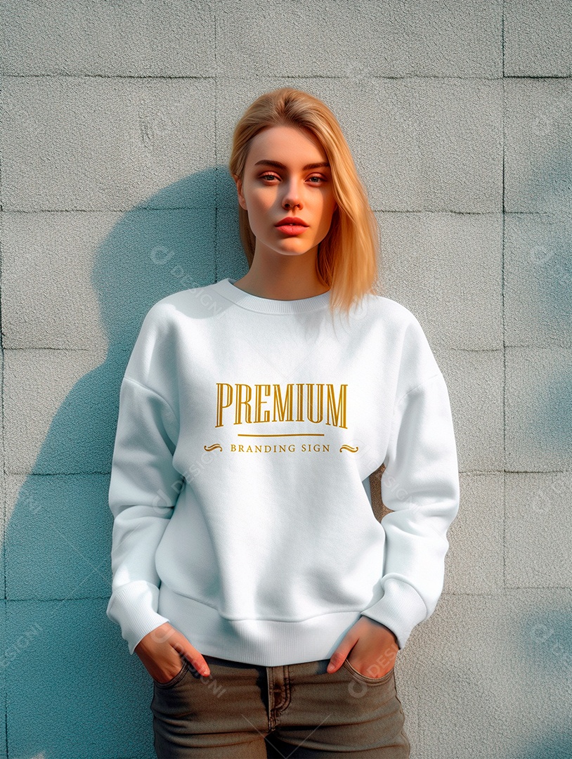 Mockup de Moletom Feminina PSD Editável