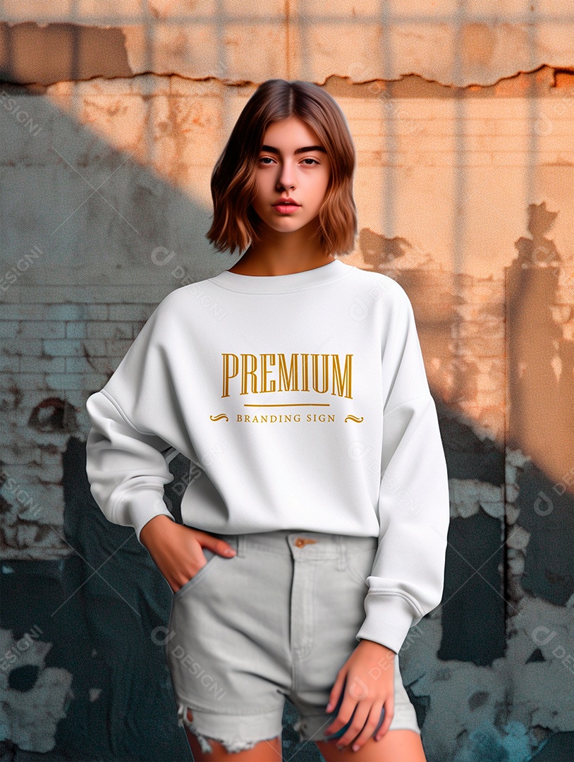 Mockup de Moletom Feminina PSD Editável