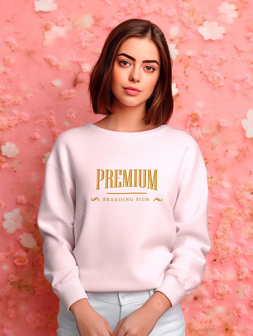 Mockup de Moletom Feminina PSD Editável