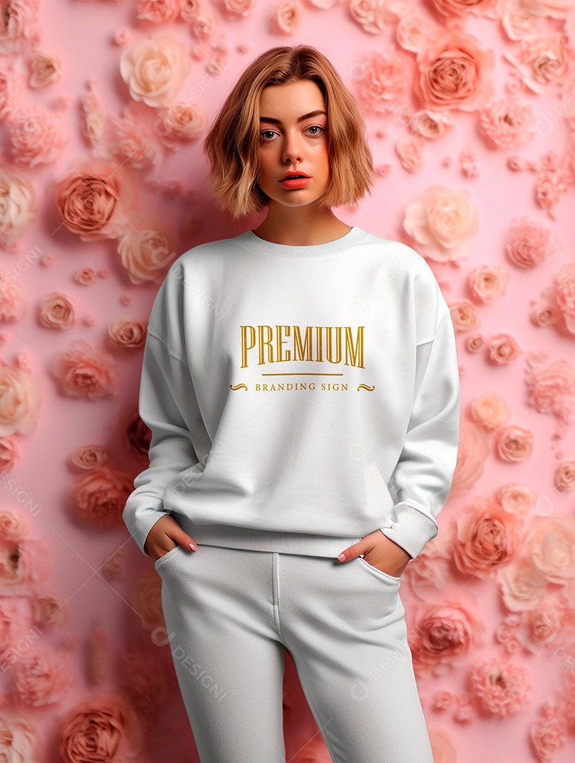 Mockup de Moletom Feminina PSD Editável