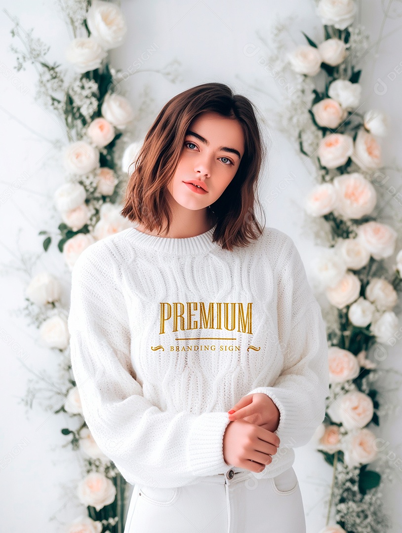 Mockup de Moletom Feminina PSD Editável