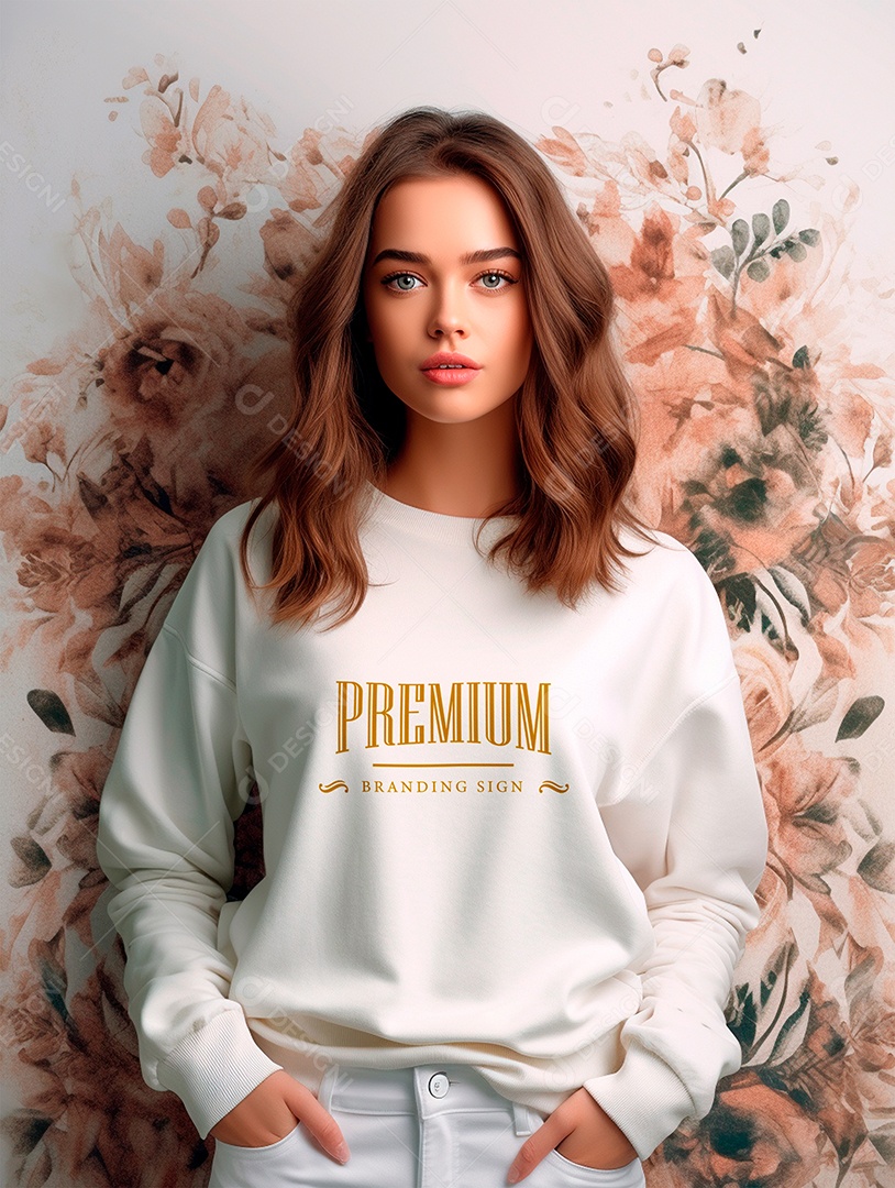 Mockup de Moletom Feminina PSD Editável