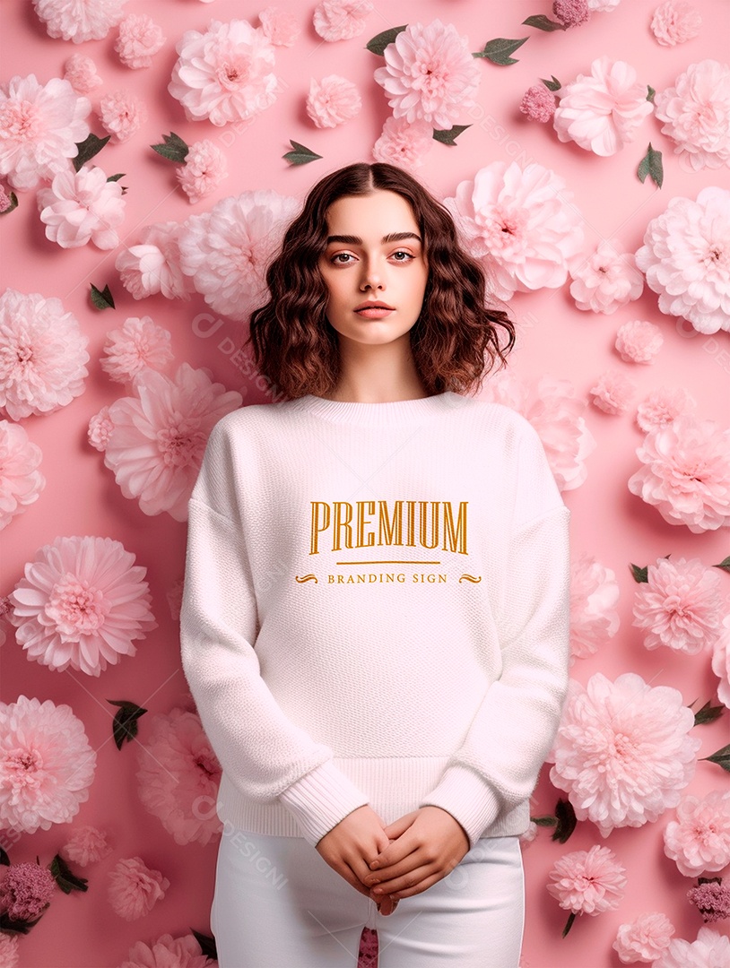 Mockup de Moletom Feminina PSD Editável
