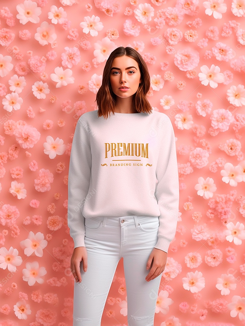 Mockup de Moletom Feminina PSD Editável