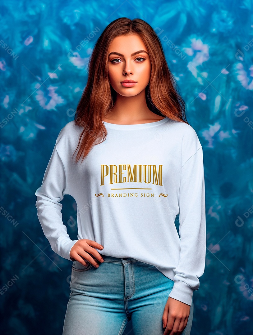 Mockup de Moletom Feminina PSD Editável