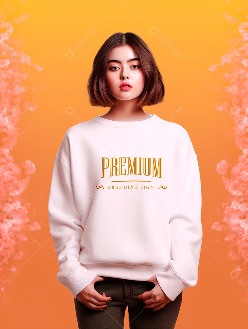 Mockup de Moletom Feminina PSD Editável