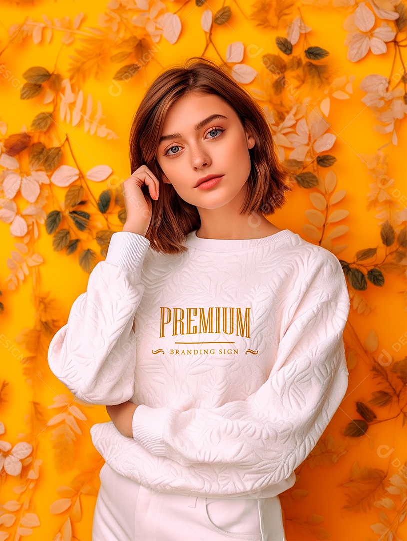 Mockup de Moletom Feminina PSD Editável