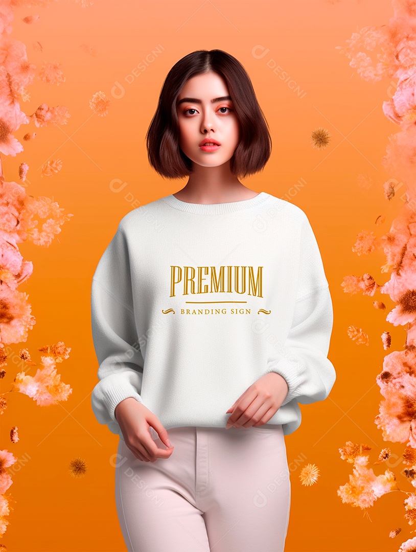 Mockup de Moletom Feminina PSD Editável