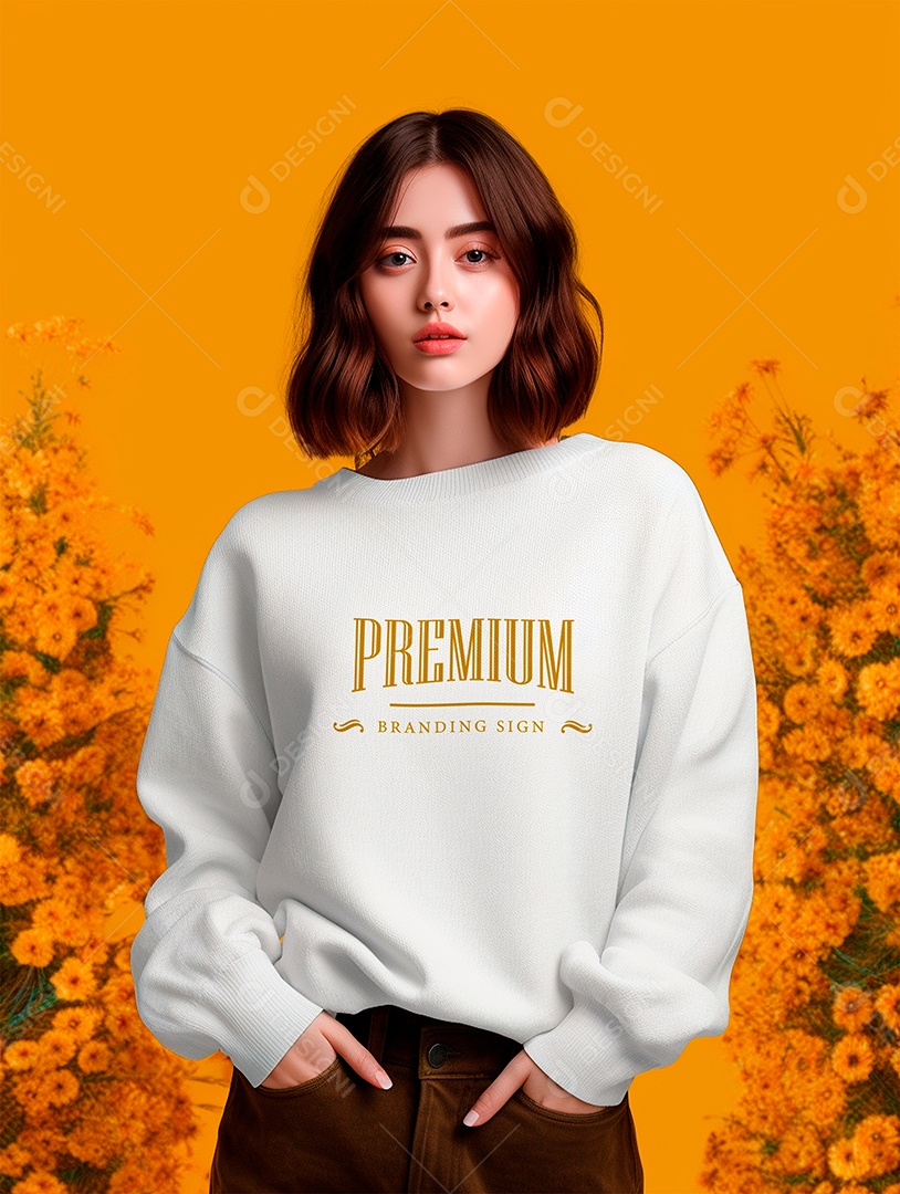 Mockup de Moletom Feminina PSD Editável