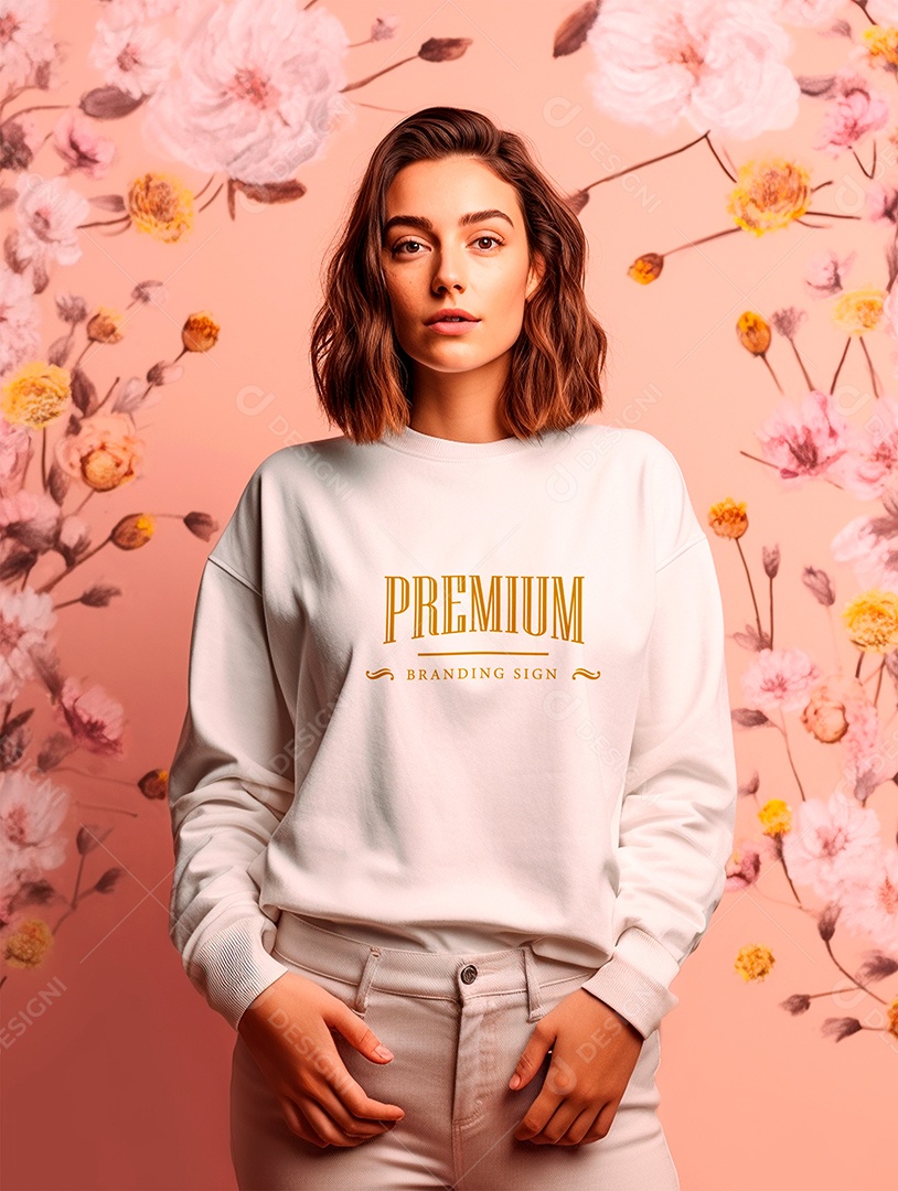 Mockup de Moletom Feminina PSD Editável