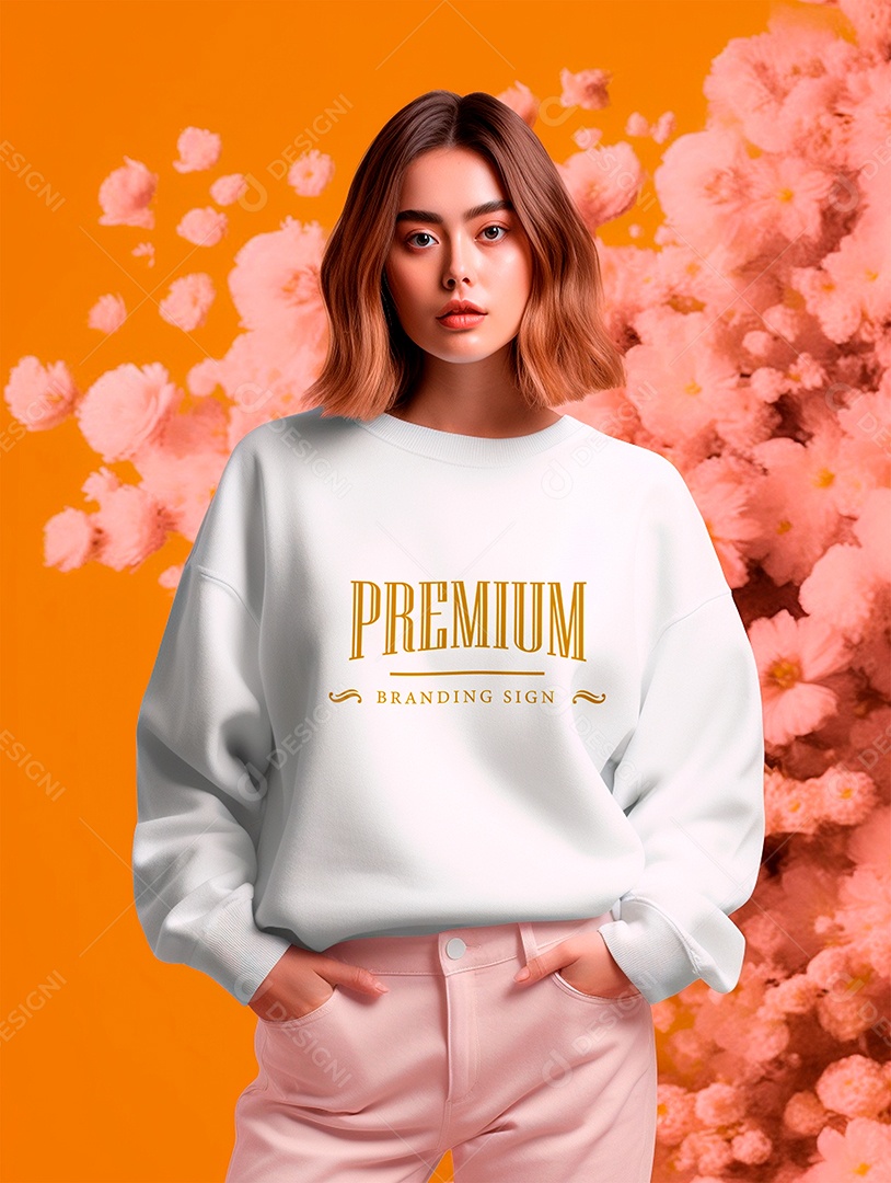Mockup de Moletom Feminina PSD Editável