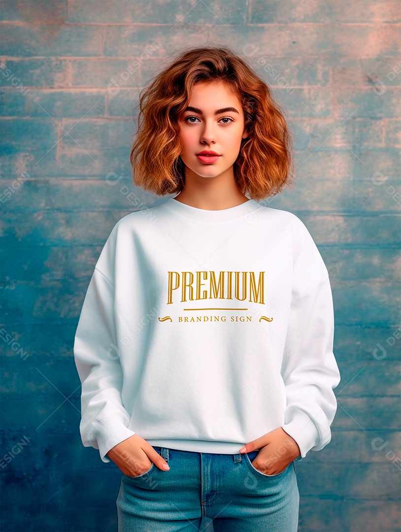 Mockup de Moletom Feminina PSD Editável