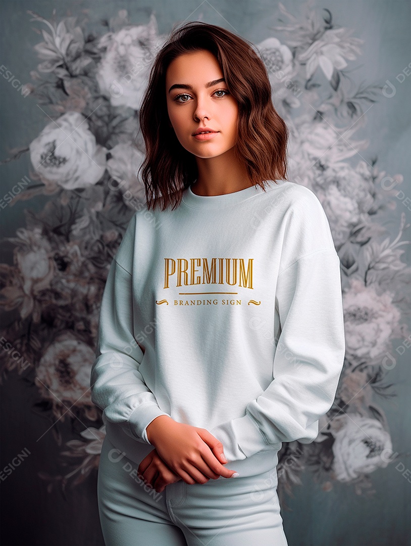 Mockup de Moletom Feminina PSD Editável