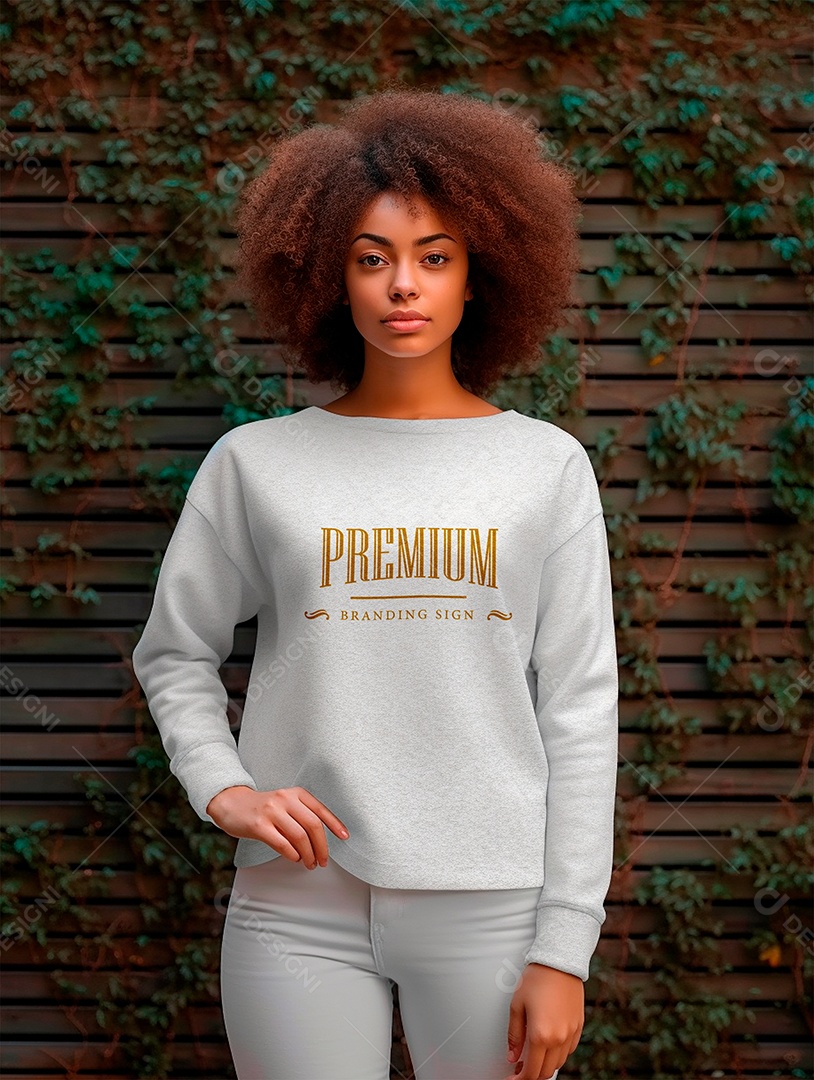 Mockup de Moletom Feminina PSD Editável