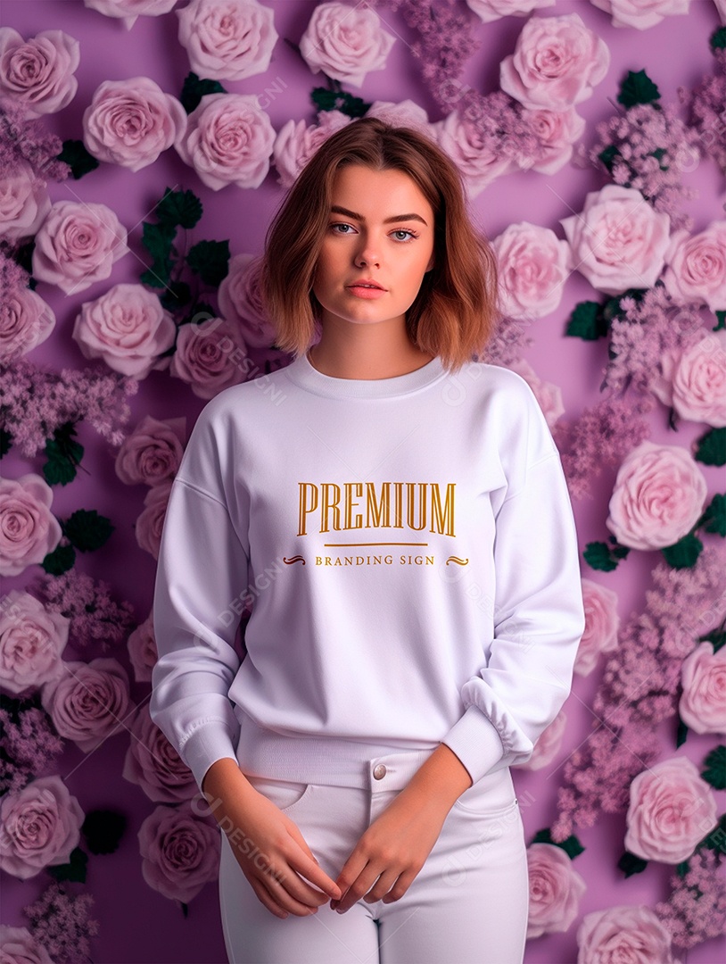 Mockup de Moletom Feminina PSD Editável