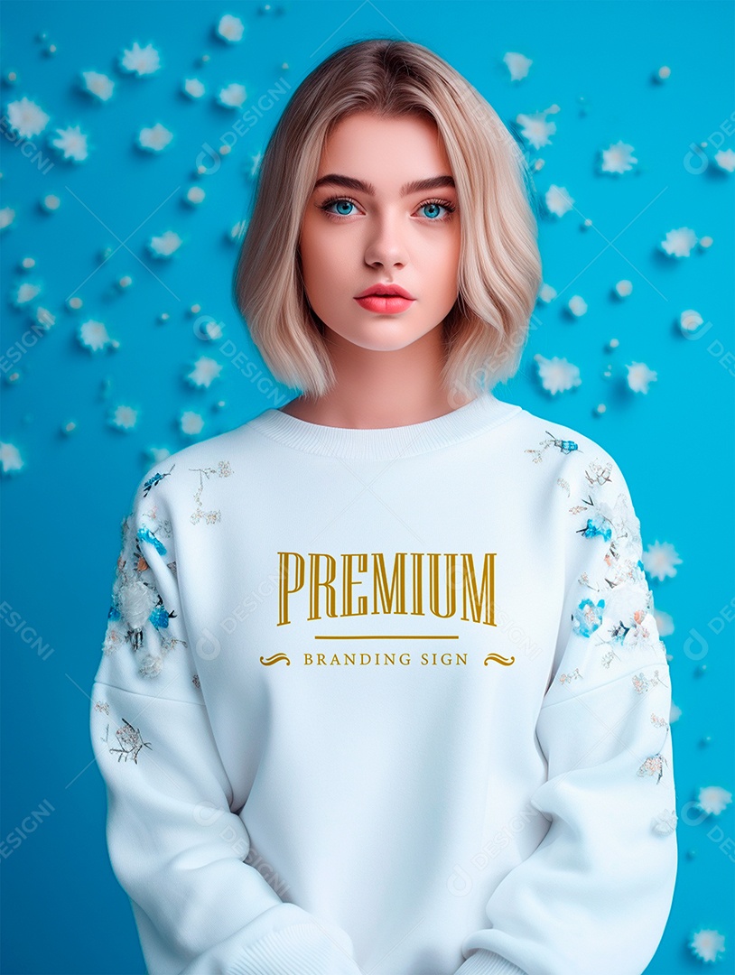 Mockup de Moletom Feminina PSD Editável