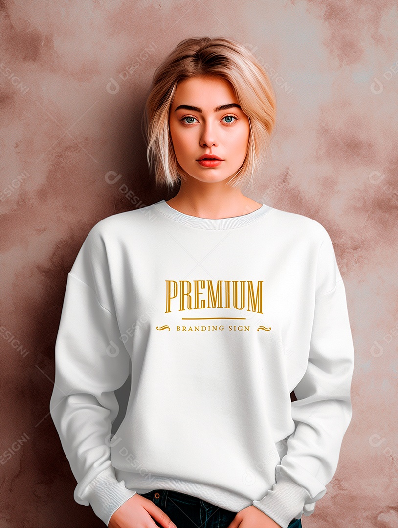 Mockup de Moletom Feminina PSD Editável