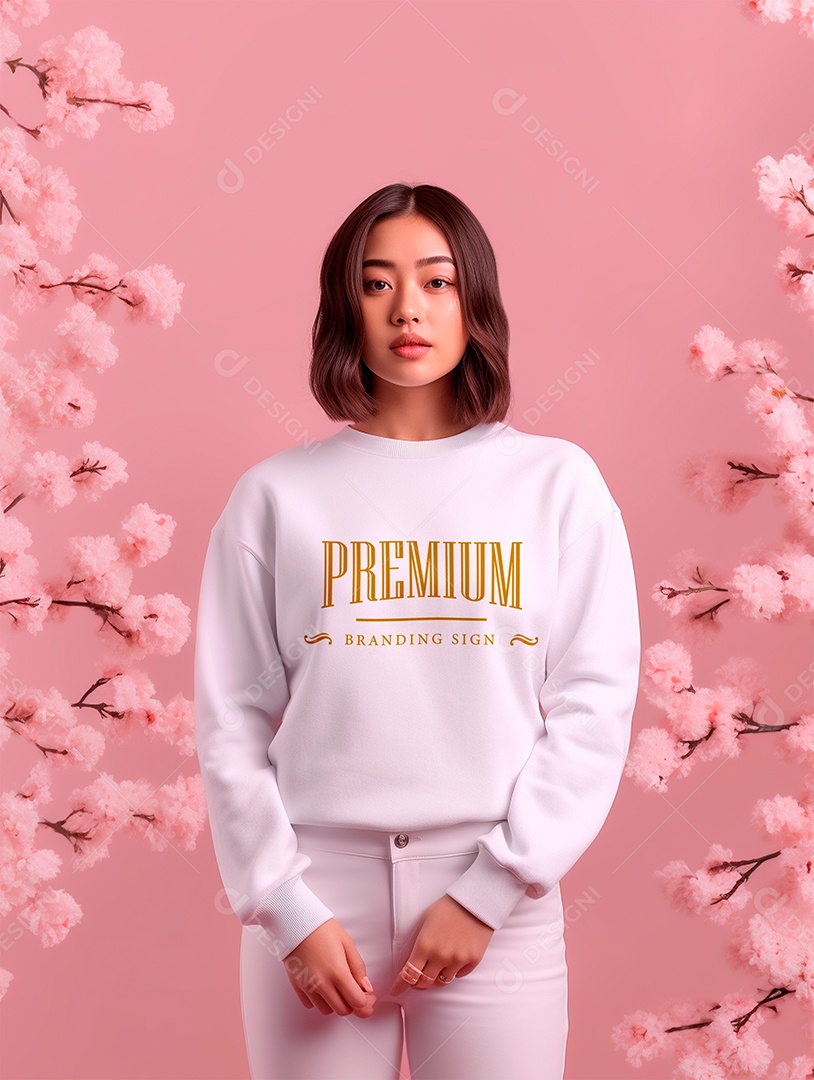 Mockup de Moletom Feminina PSD Editável