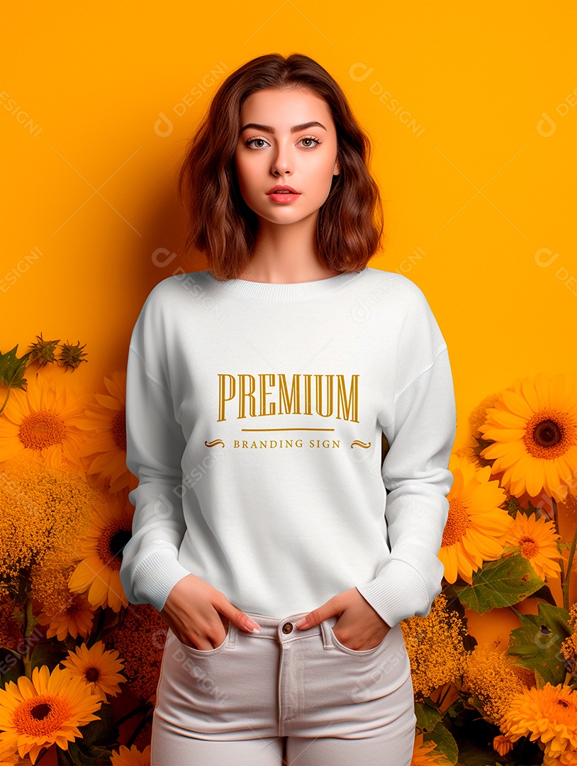 Mockup de Moletom Feminina PSD Editável