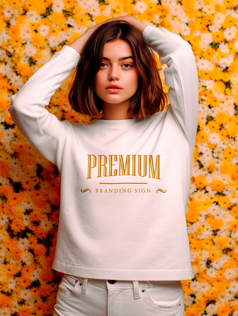 Mockup de Moletom Feminina PSD Editável