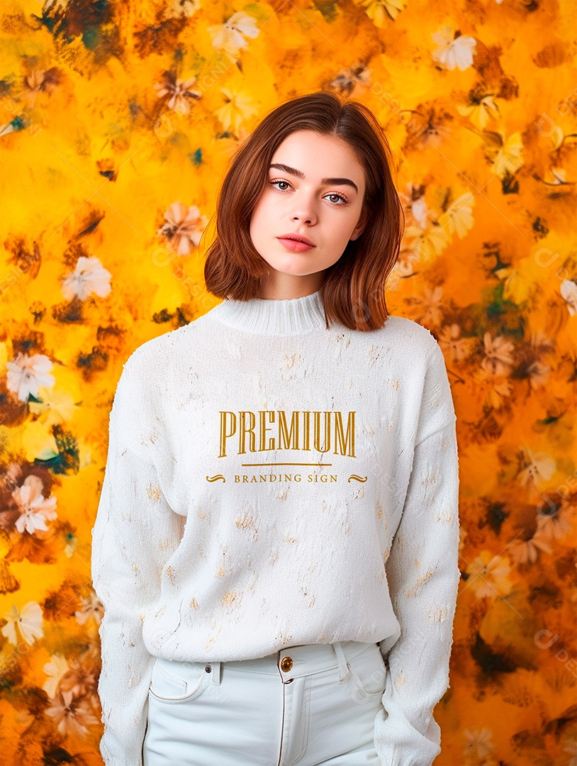 Mockup de Moletom Feminina PSD Editável