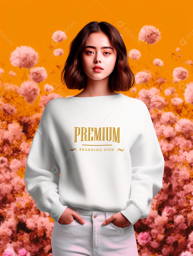 Mockup de Moletom Feminina PSD Editável