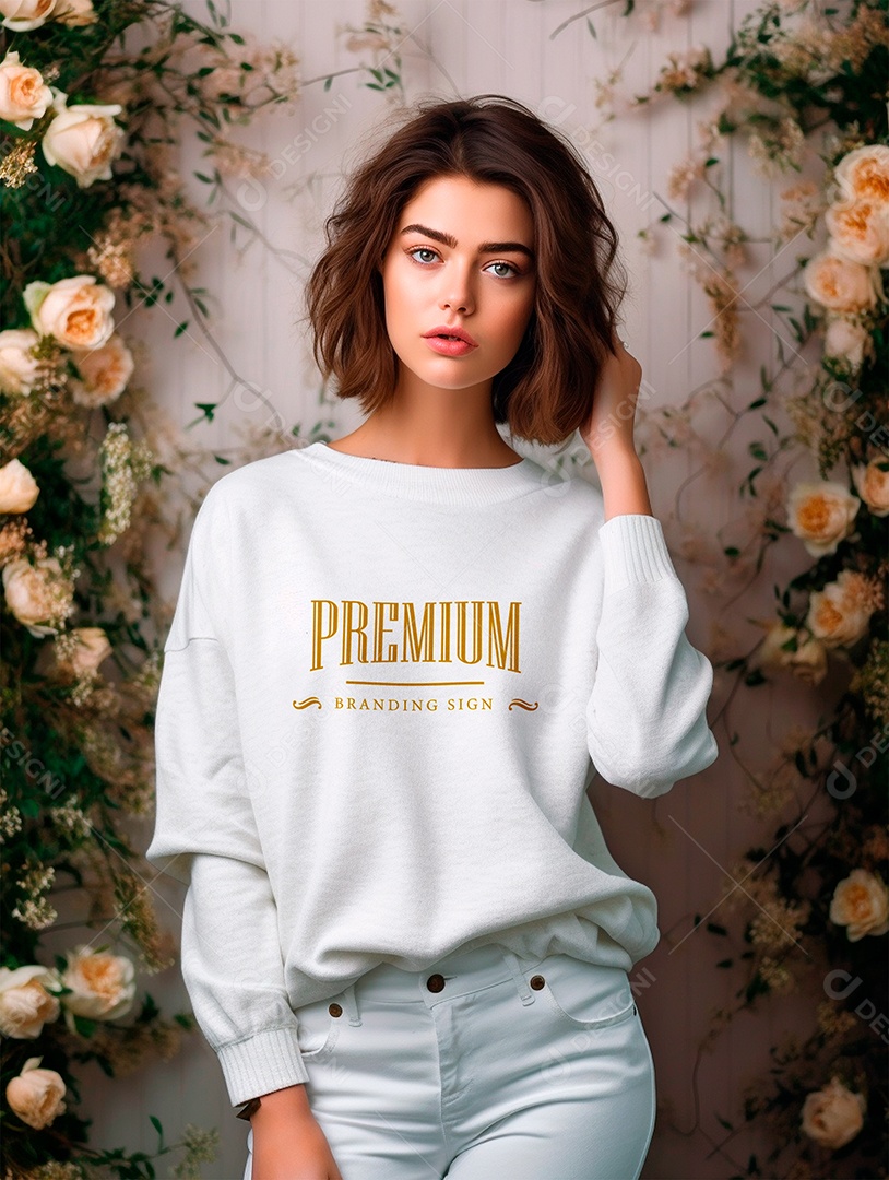 Mockup de Moletom Feminina PSD Editável